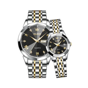 Oleves 9931 Model Couple Silver Black Dail